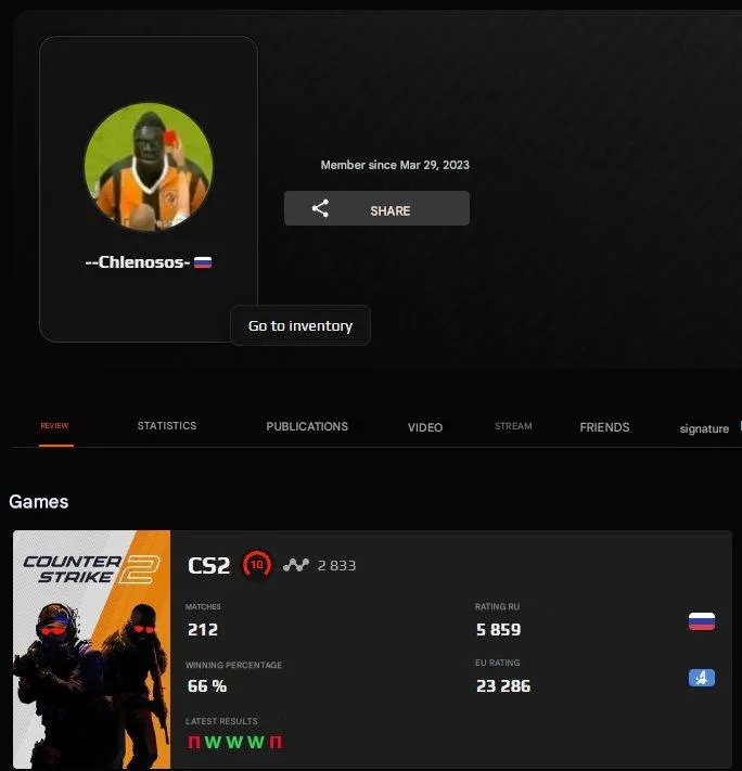 CS159 Faceit Level 10, 2900 ELO, 212 Matches, Non-Verified, Native Mail
